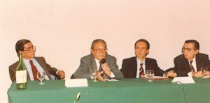 1993-94: I relatori dell’interclub dott. Enrico Valanzuolo, dott. Modesto Caputo, dott. Luigi Pentangelo, avv. Giuseppe Di Rienzo